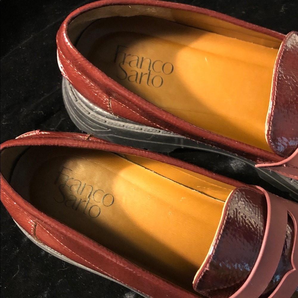 Franco Sarto Ream Burgundy Patent Chunk Loafers Womens 10m - Picture 6 of 7